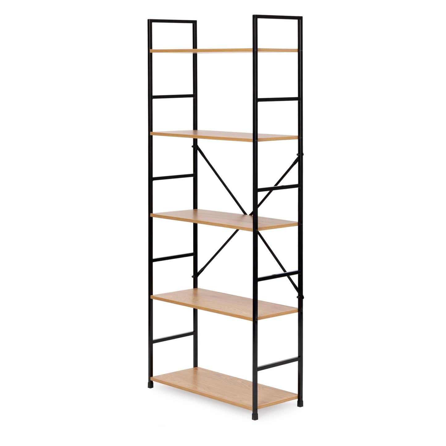 Modern wide wooden bookcase LOFT 5 shelves