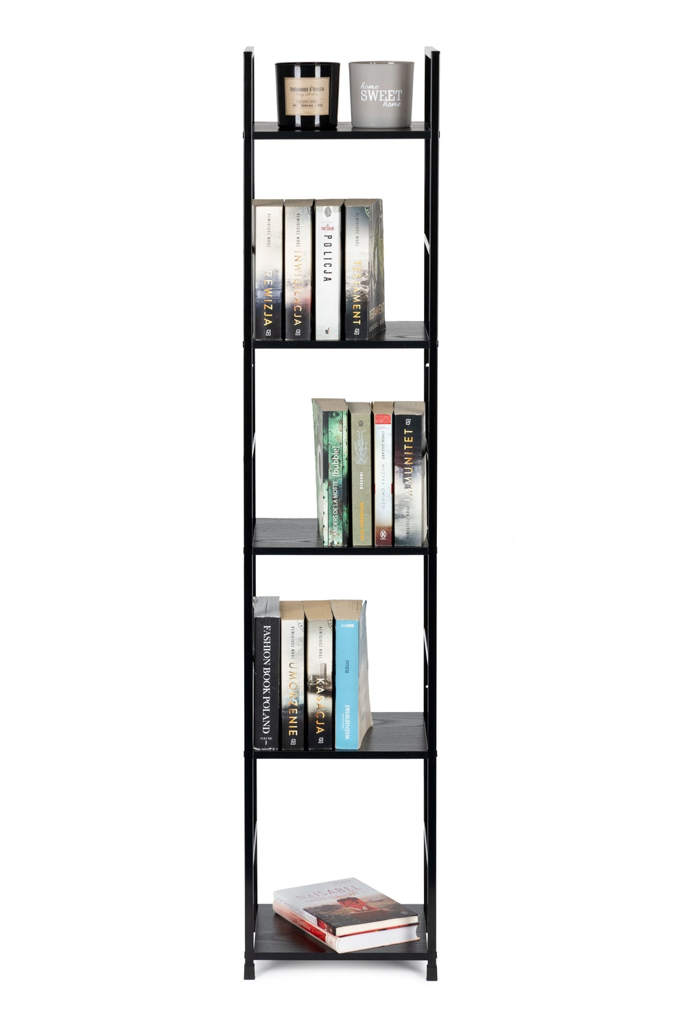Modern wooden bookcase with metal frame LOFT 5 shelves