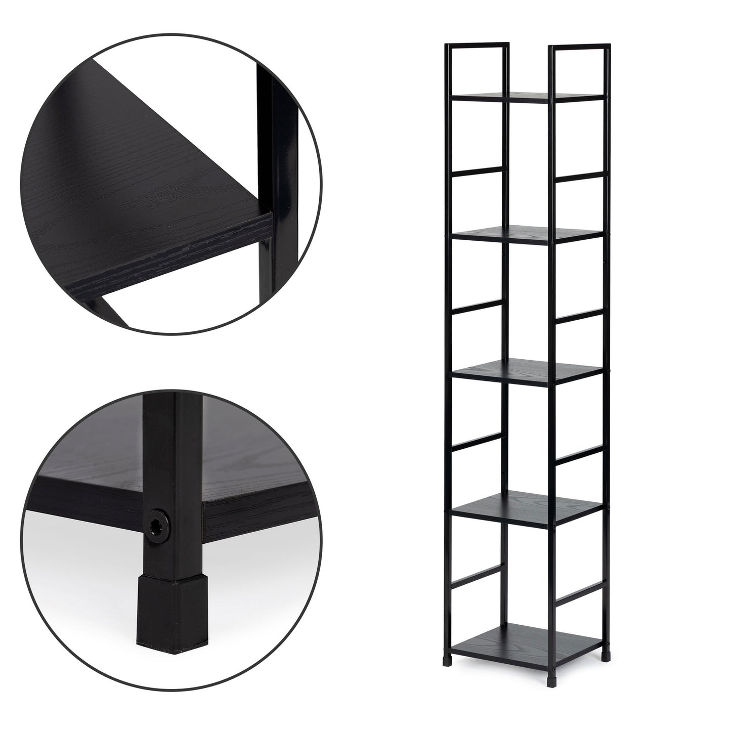 Modern wooden bookcase with metal frame LOFT 5 shelves