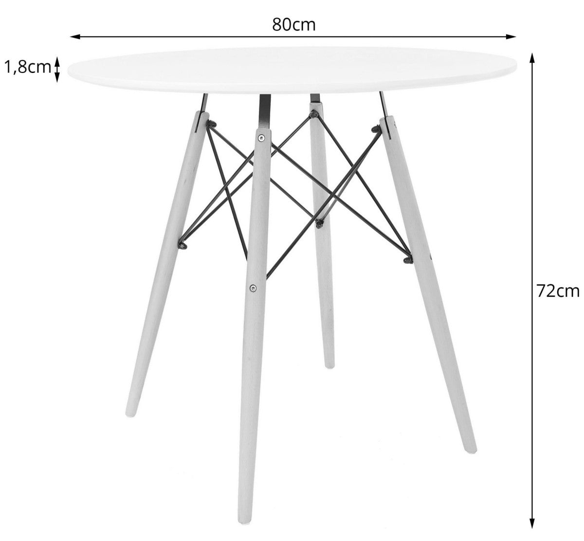 Modern wooden round table 80 cm - black / black legs 80 cm