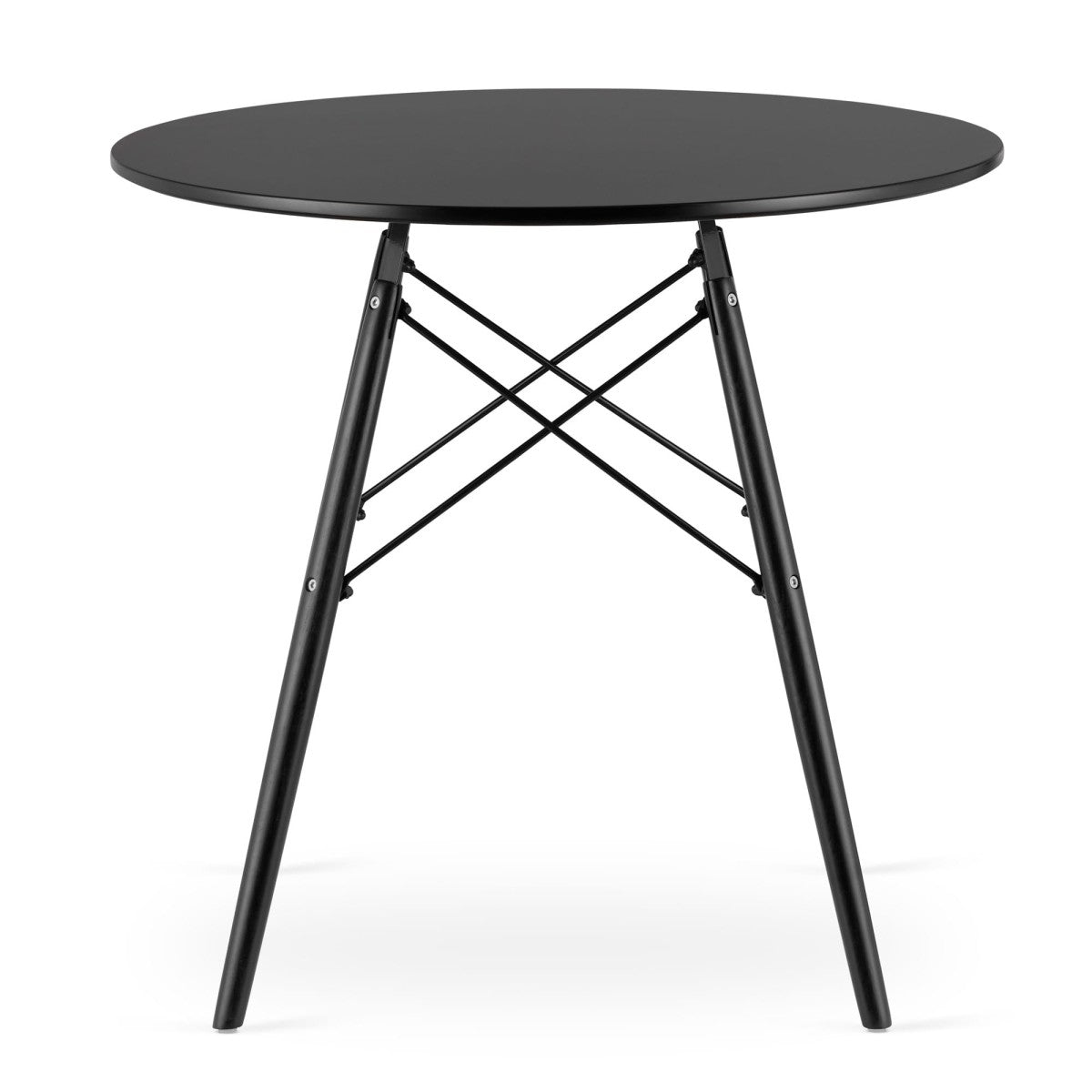 Modern wooden round table 80 cm - black / black legs 80 cm