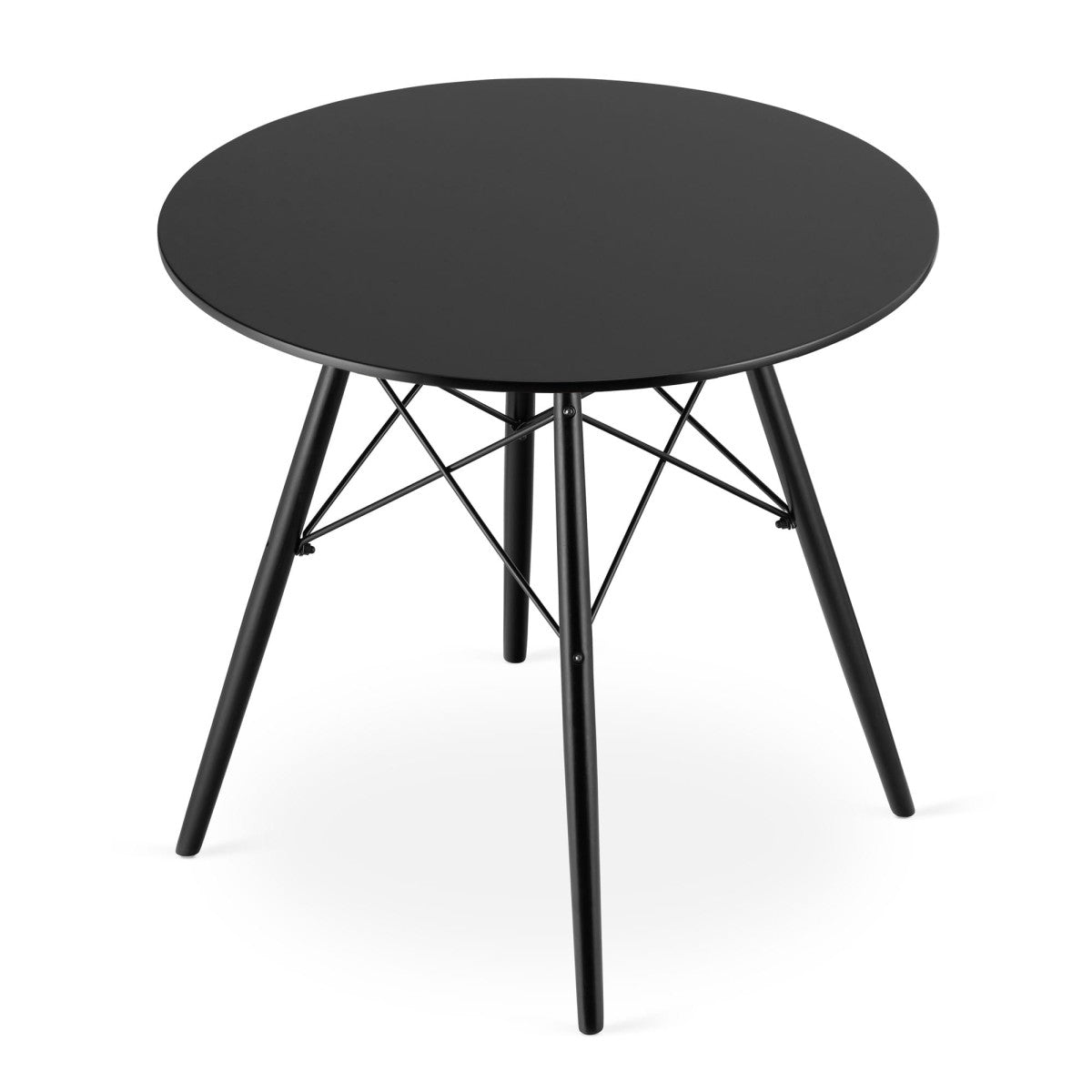 Modern wooden round table 80 cm - black / black legs 80 cm