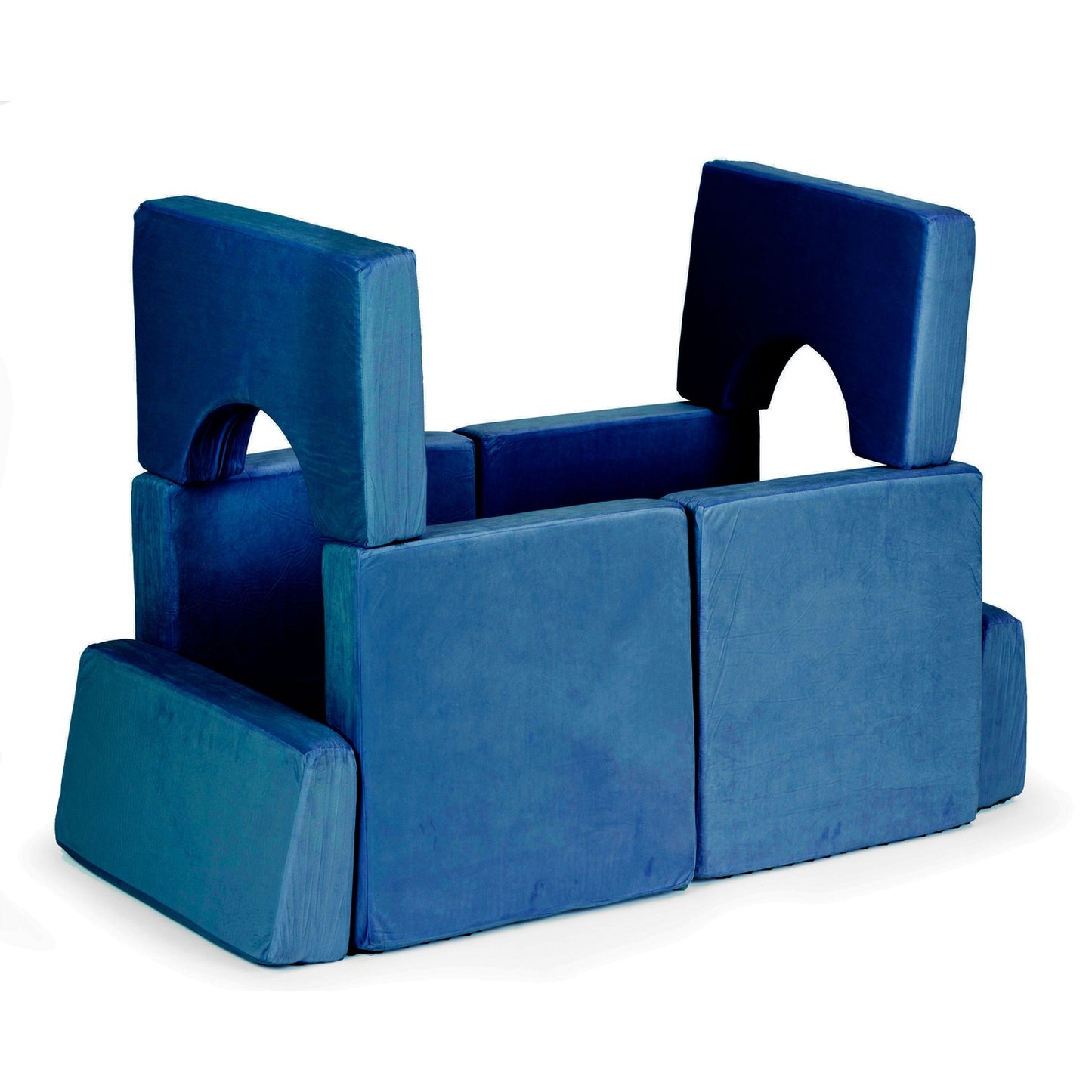 Modular Children's Sofa with 10 Cushions, Blue, 2-Person