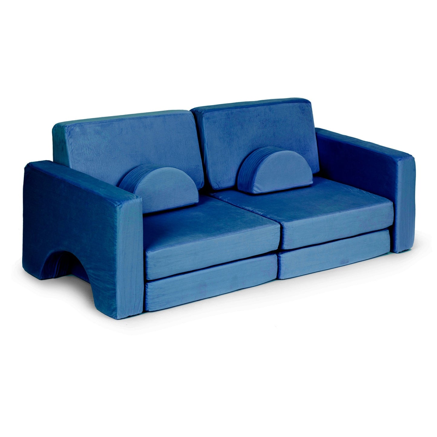 Modular Children's Sofa with 10 Cushions, Blue, 2-Person