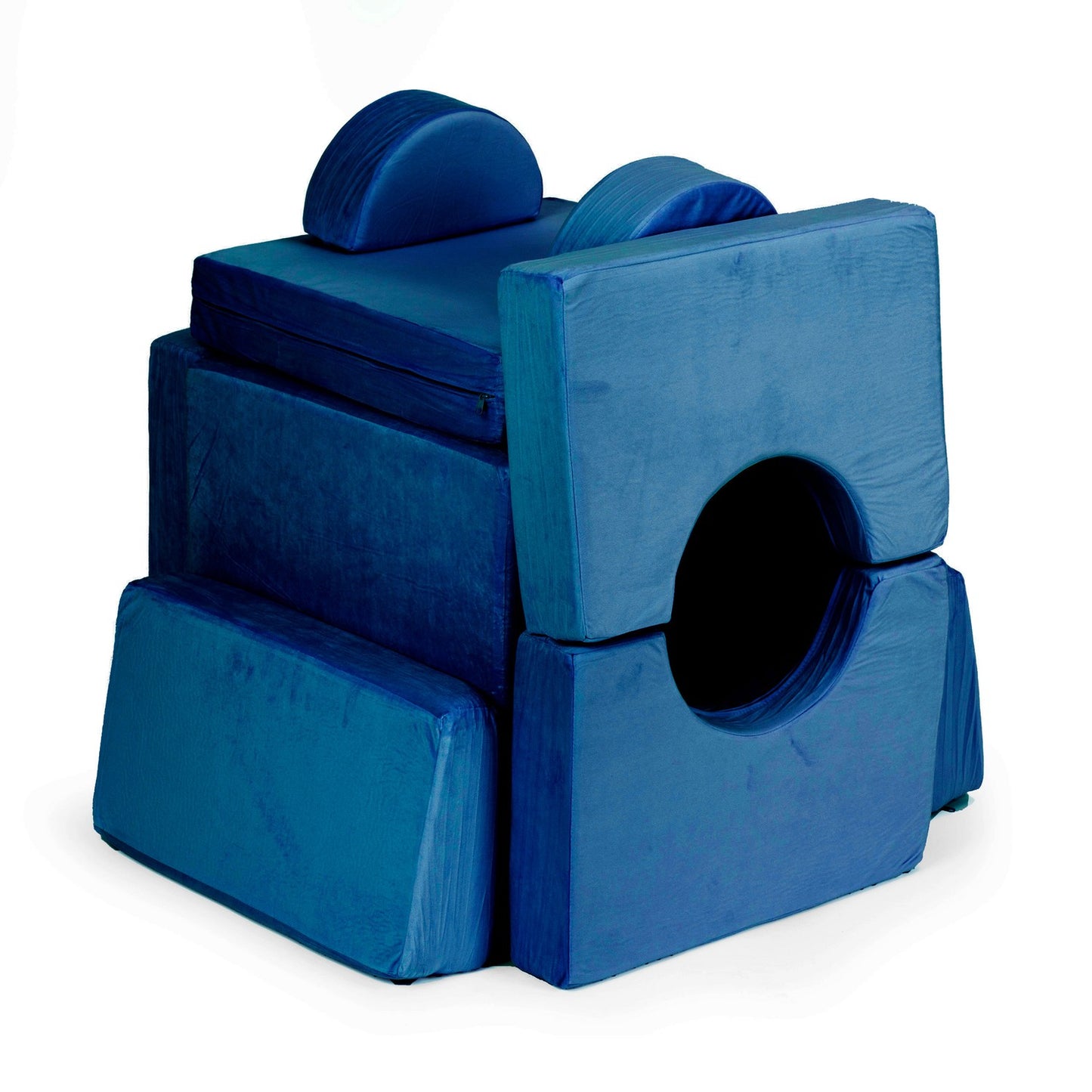 Modular Children's Sofa with 10 Cushions, Blue, 2-Person