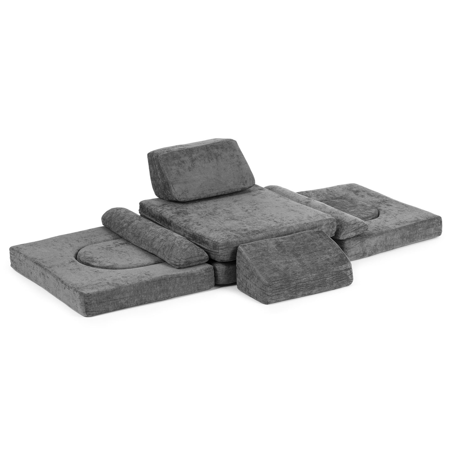 Modular Children's Sofa with 10 Cushions, Chenille Fabric