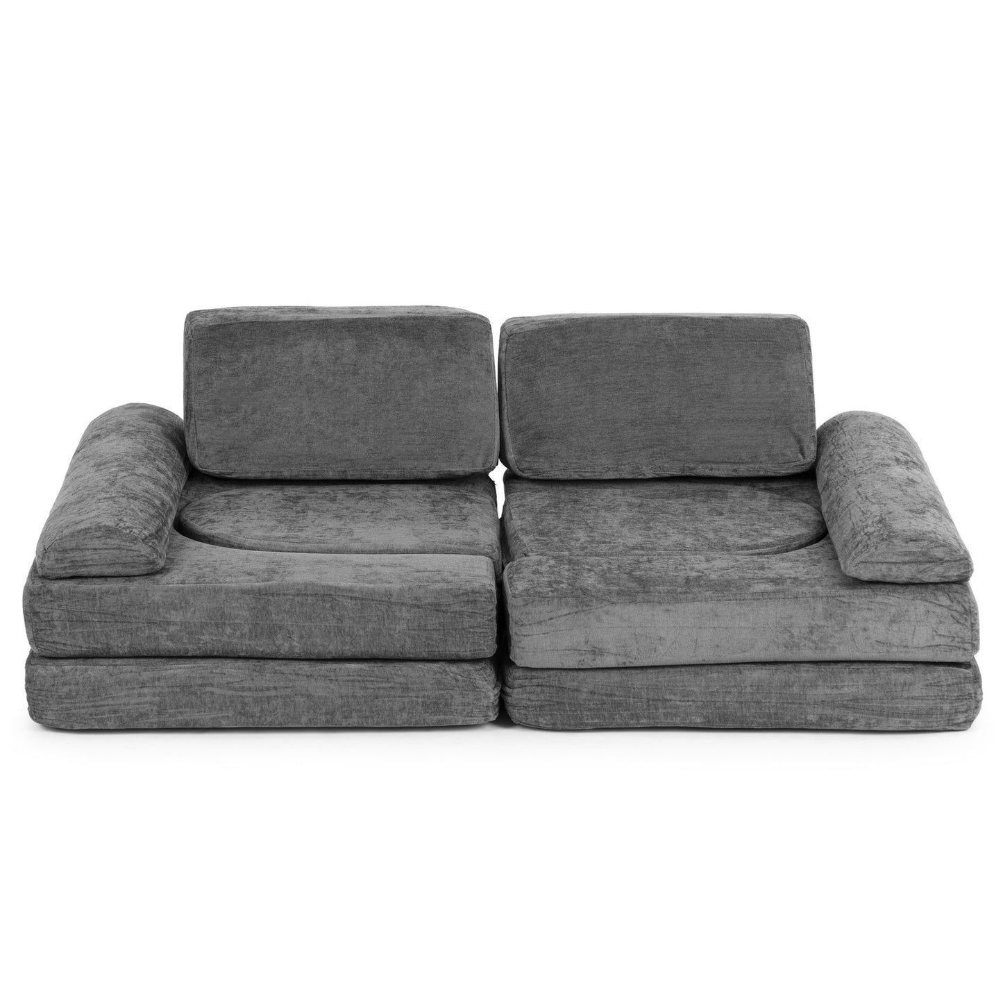 Modular Children's Sofa with 10 Cushions, Chenille Fabric