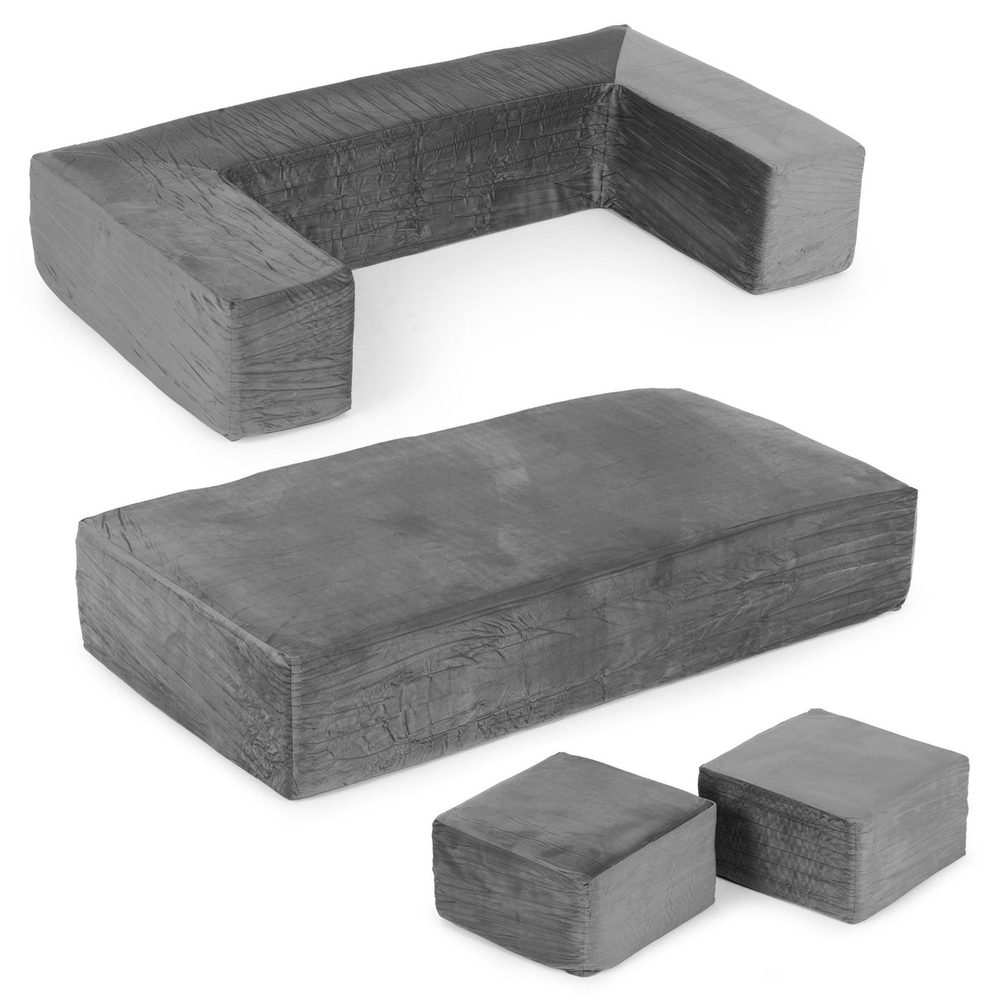 Modular Children's Sofa with 4 Cushions – Grey
