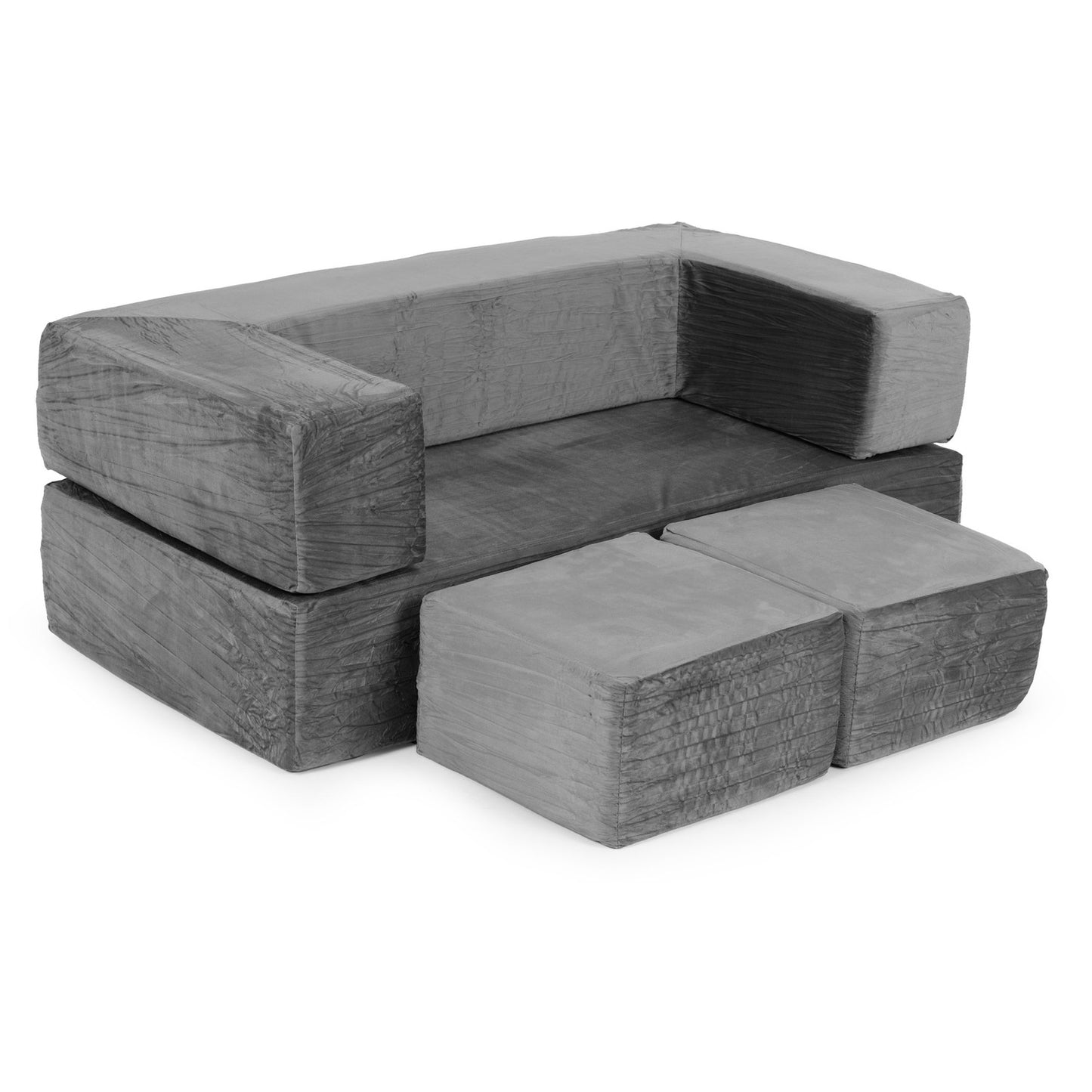 Modular Children's Sofa with 4 Cushions – Grey
