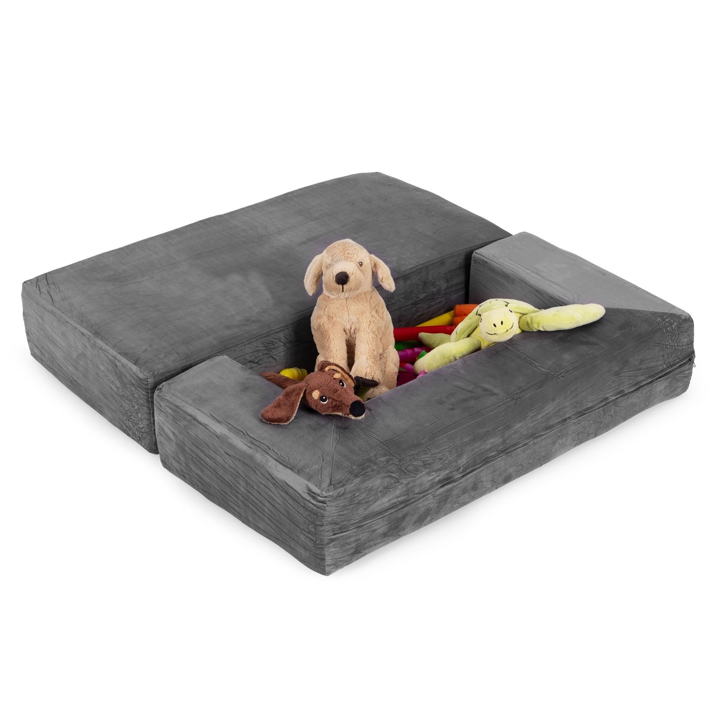 Modular Children's Sofa with 4 Cushions – Grey