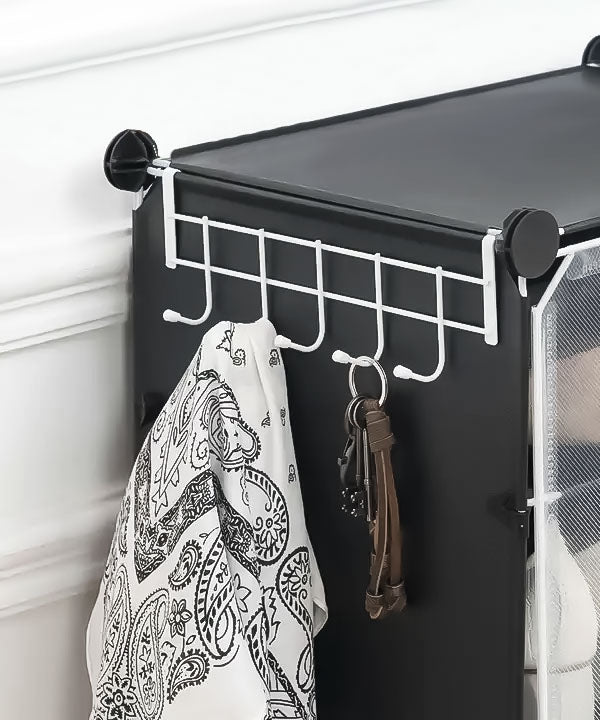 Modular cabinet for shoes, clothes, black, 6 shelves