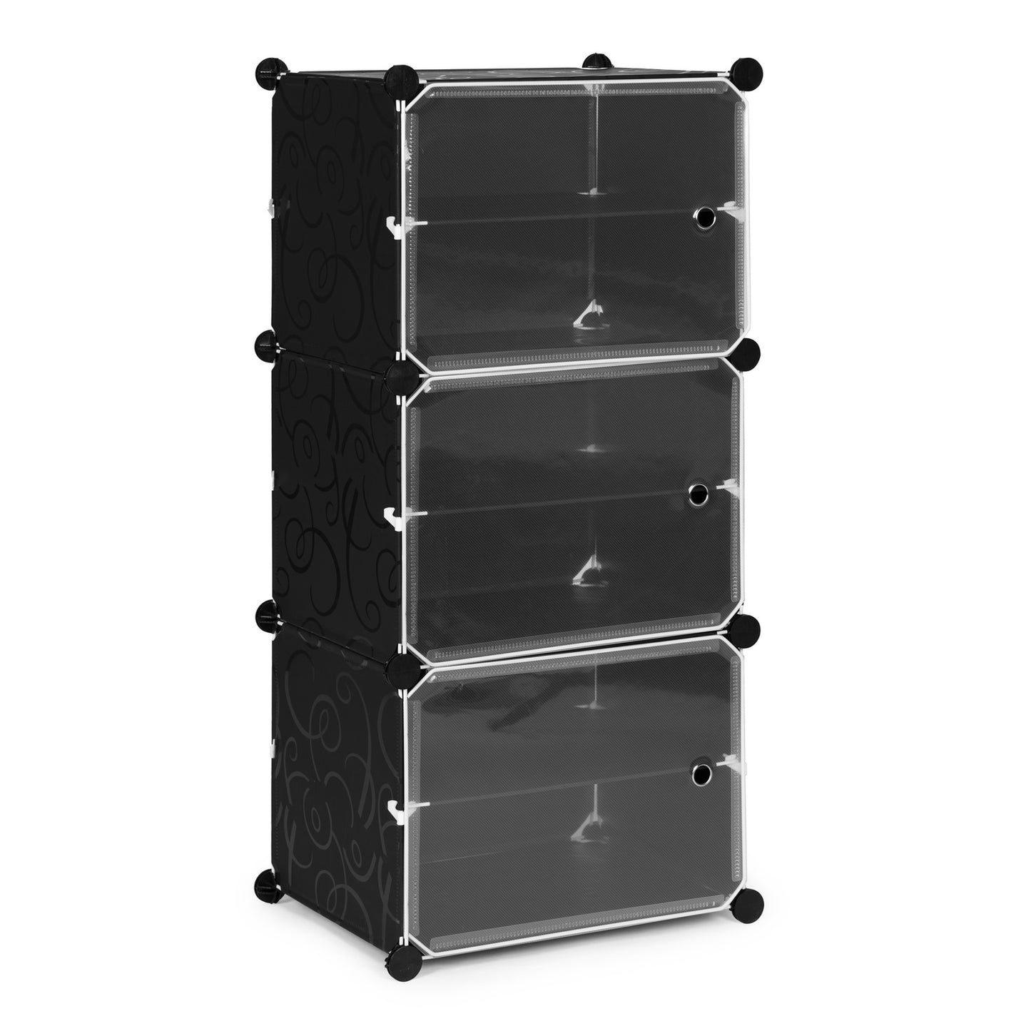 Modular cabinet for shoes, clothes, black, 6 shelves