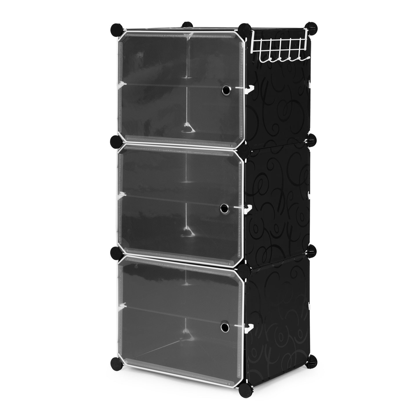Modular cabinet for shoes, clothes, black, 6 shelves