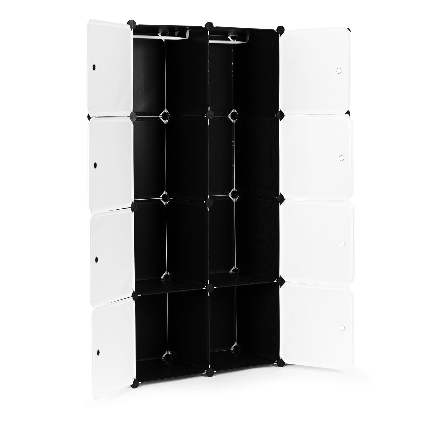 Modular cabinet for shoes, clothes, black, 8 shelves