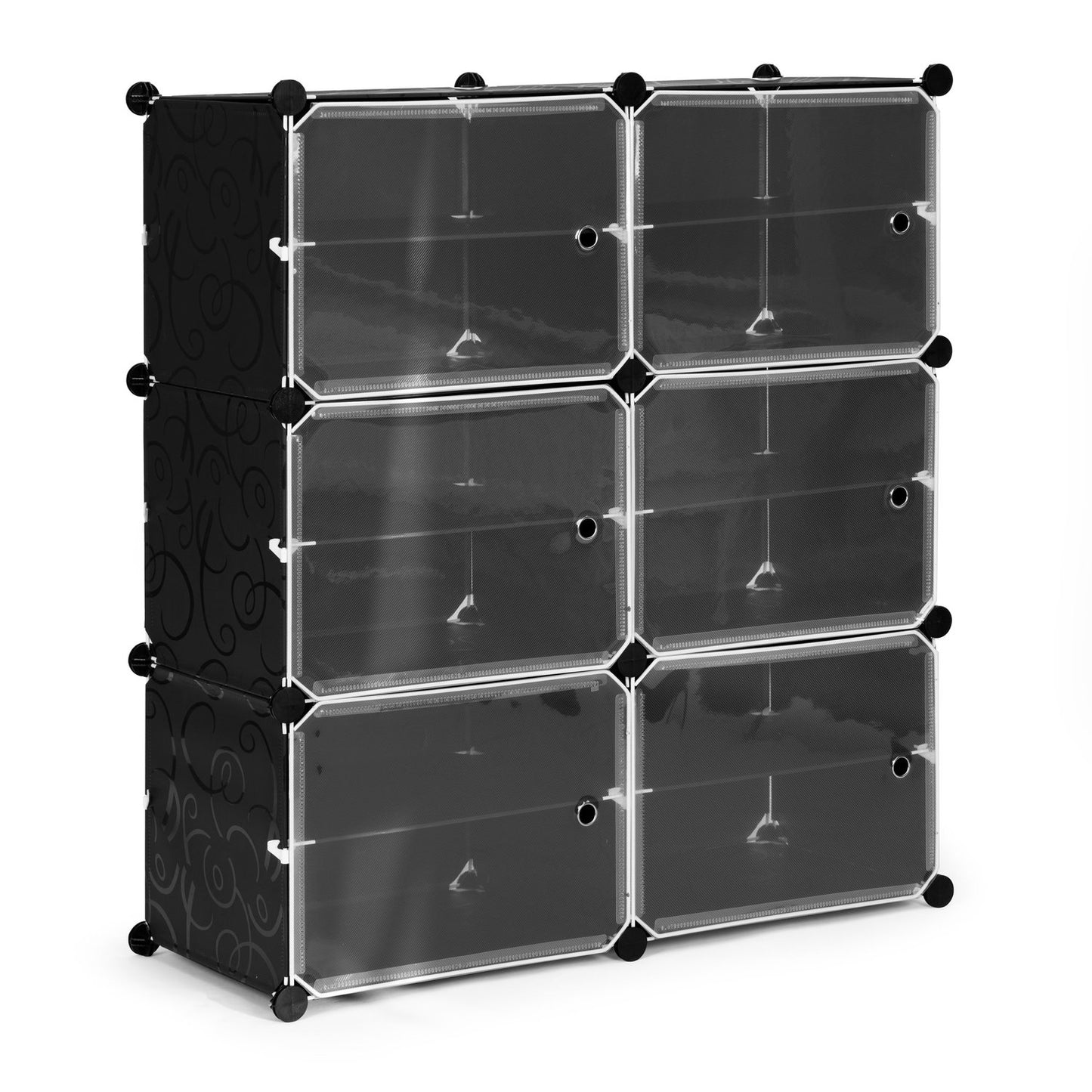 Modular cabinet for shoes, clothes, black