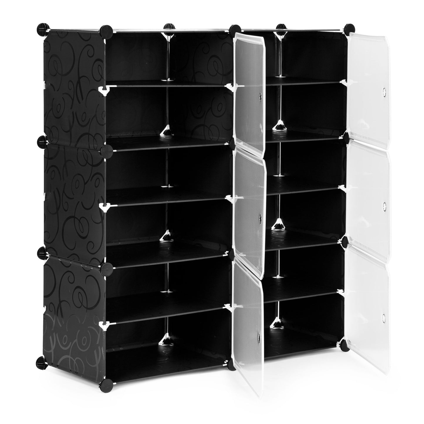 Modular cabinet for shoes, clothes, black