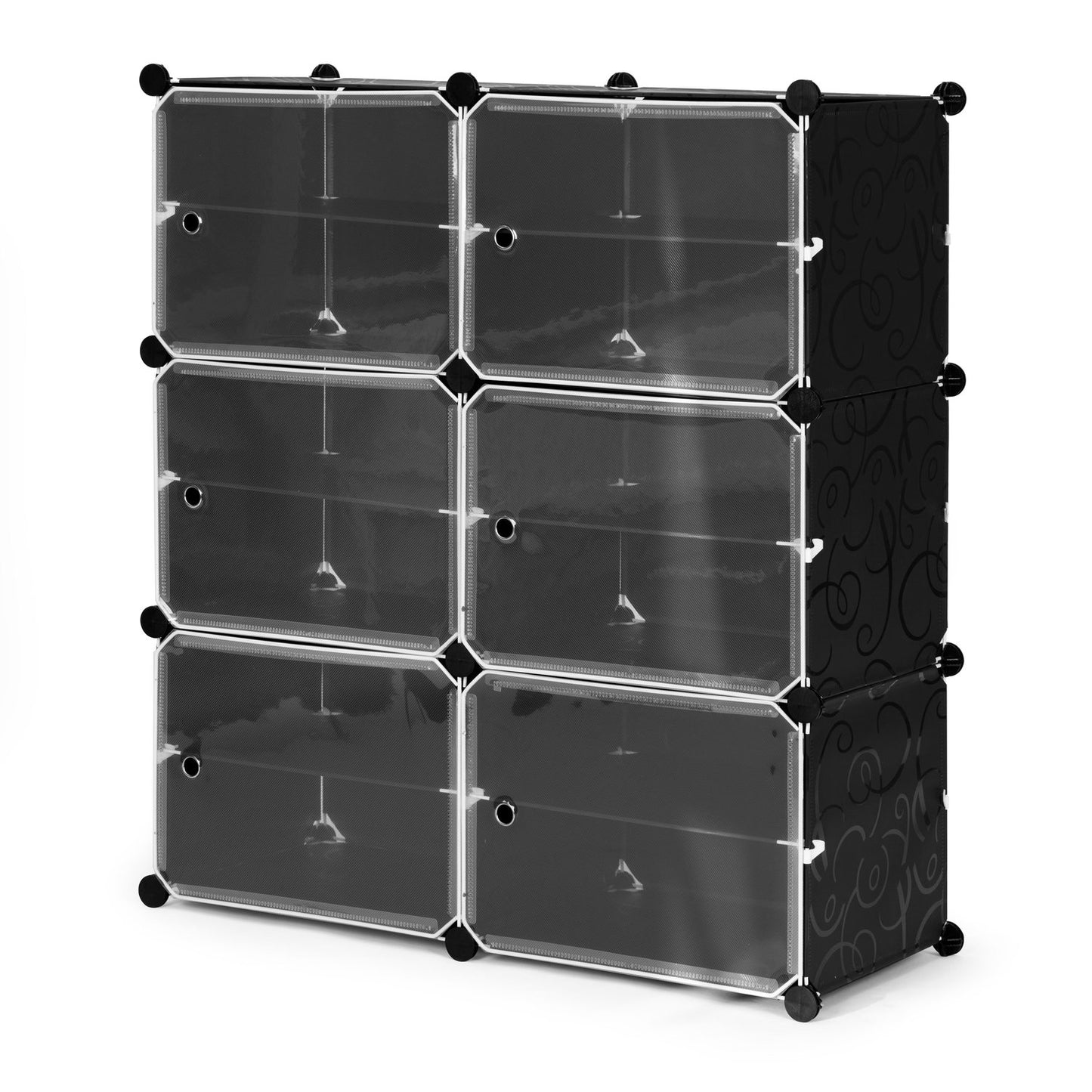 Modular cabinet for shoes, clothes, black