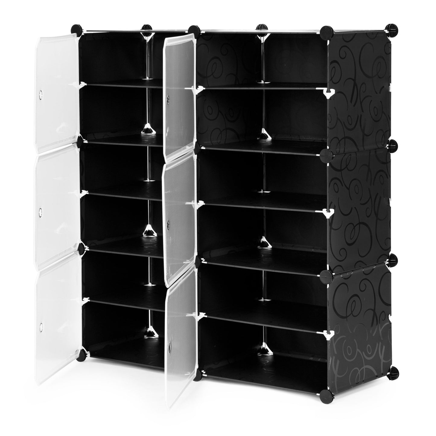 Modular cabinet for shoes, clothes, black