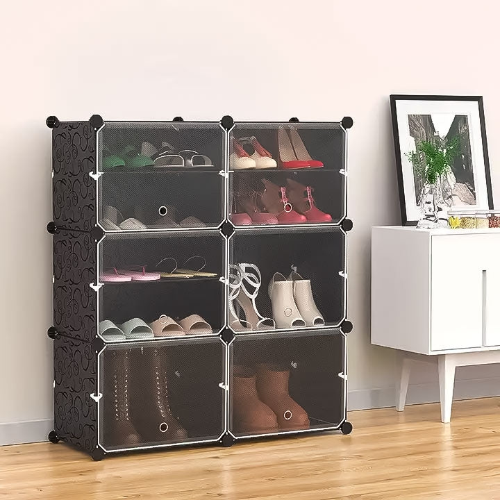 Modular cabinet for shoes, clothes, black