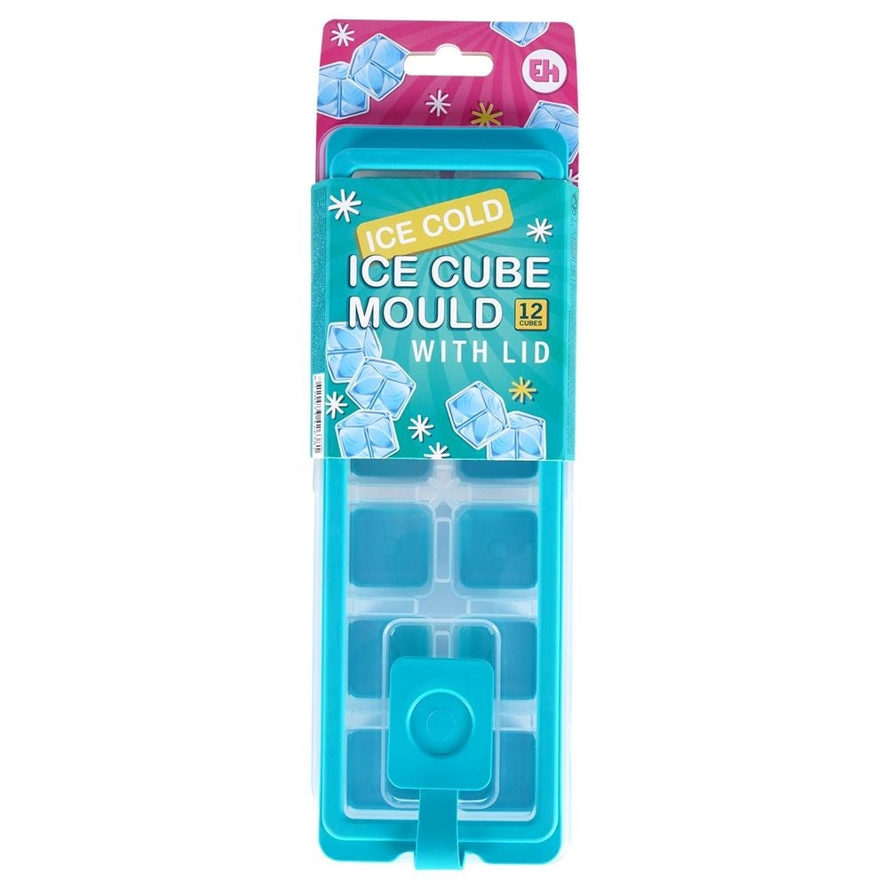 Mold for 12 ice cubes with lid and silicone base