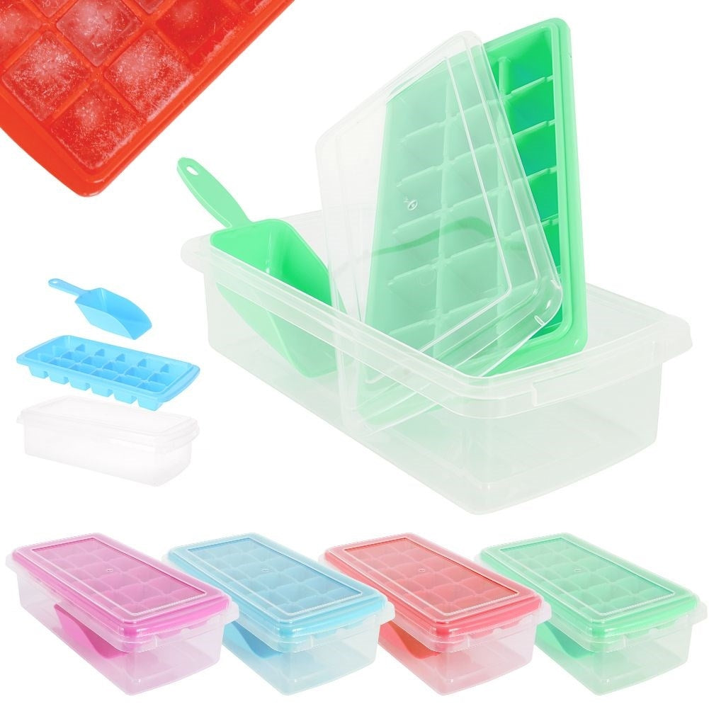 Mold for Ice with Container and Scoop - Simple Ice Cube Handling