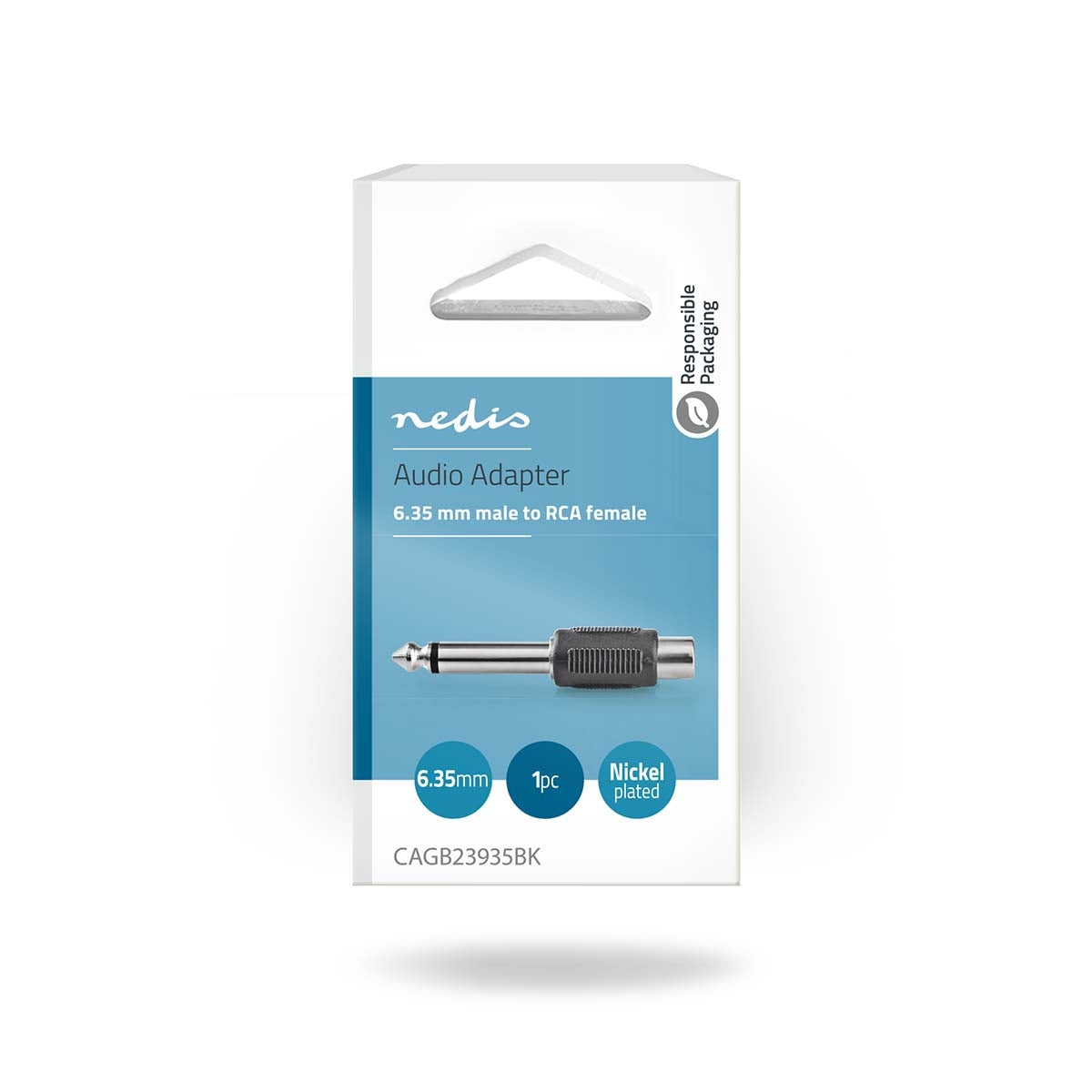 Mono Audio Adapter | 6.35 mm Male | RCA Female | Nickel Plated | Straight | ABS | Black | 1 pc. | Box