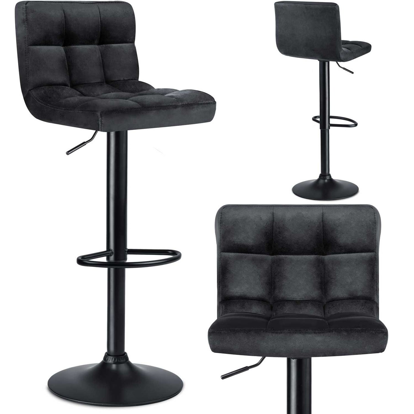 Monro bar stool with backrest, black