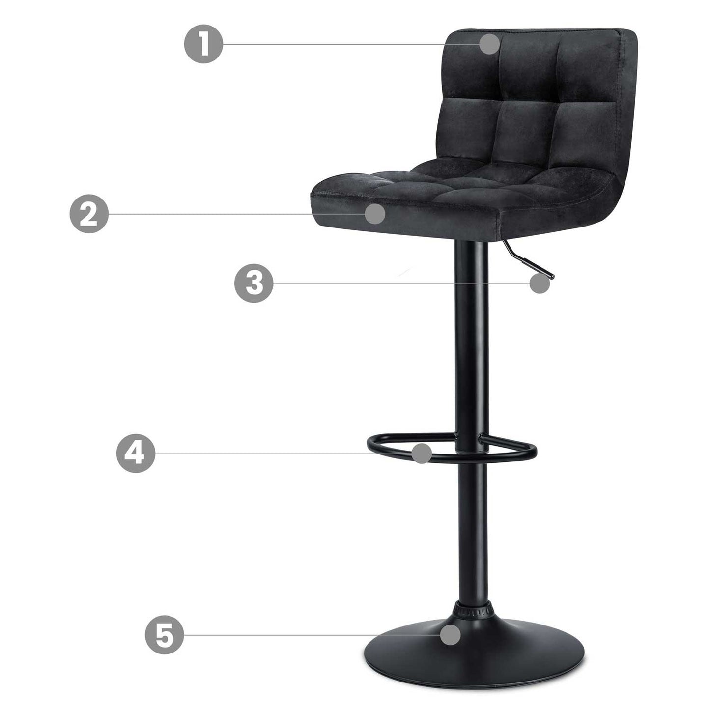 Monro bar stool with backrest, black