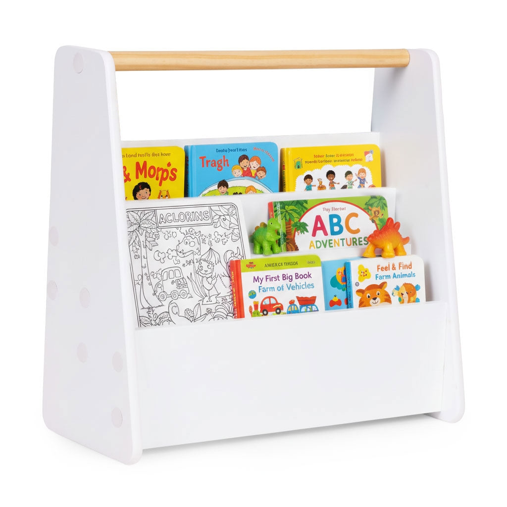 Montessori Kids Bookshelf, 3-Tier White MDF Organizer