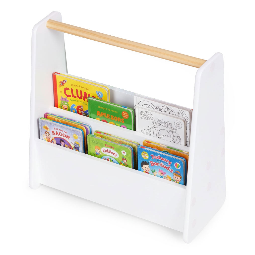Montessori Kids Bookshelf, 3-Tier White MDF Organizer