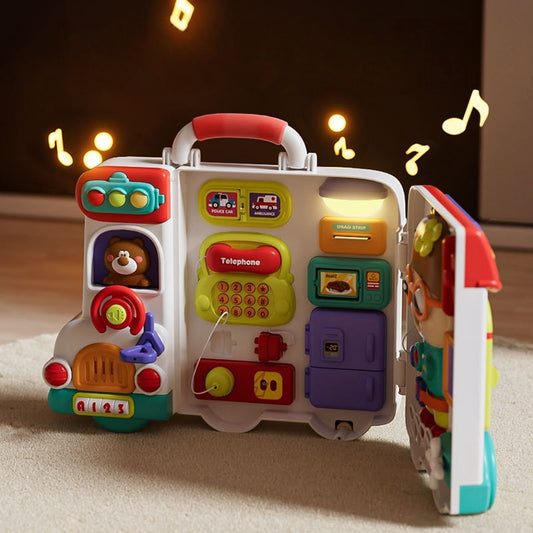 Montessori Sensory Activity Suitcase Bus, Lights Sounds
