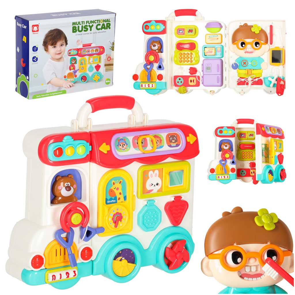 Montessori Sensory Activity Suitcase Bus, Lights Sounds