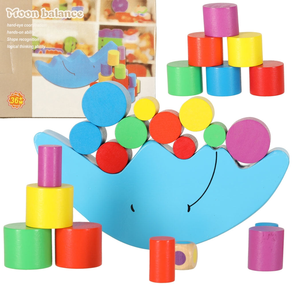 Montessori wooden moon balancing arcade game