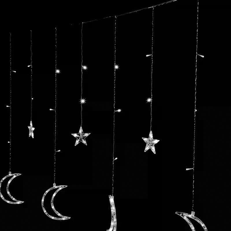 Moon lights, stars, Christmas lights, curtain, 96LED