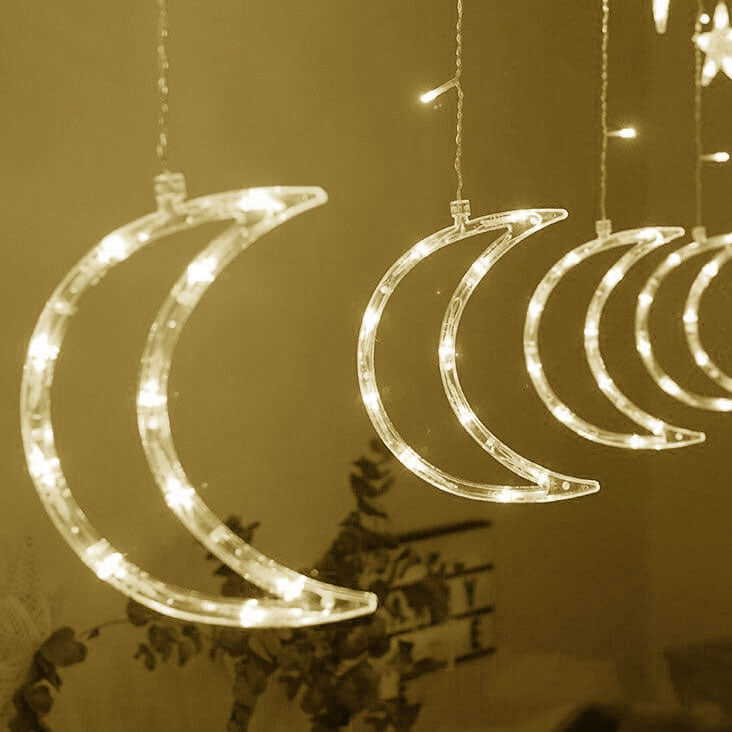 Moon lights, stars, Christmas lights, curtain, 96LED