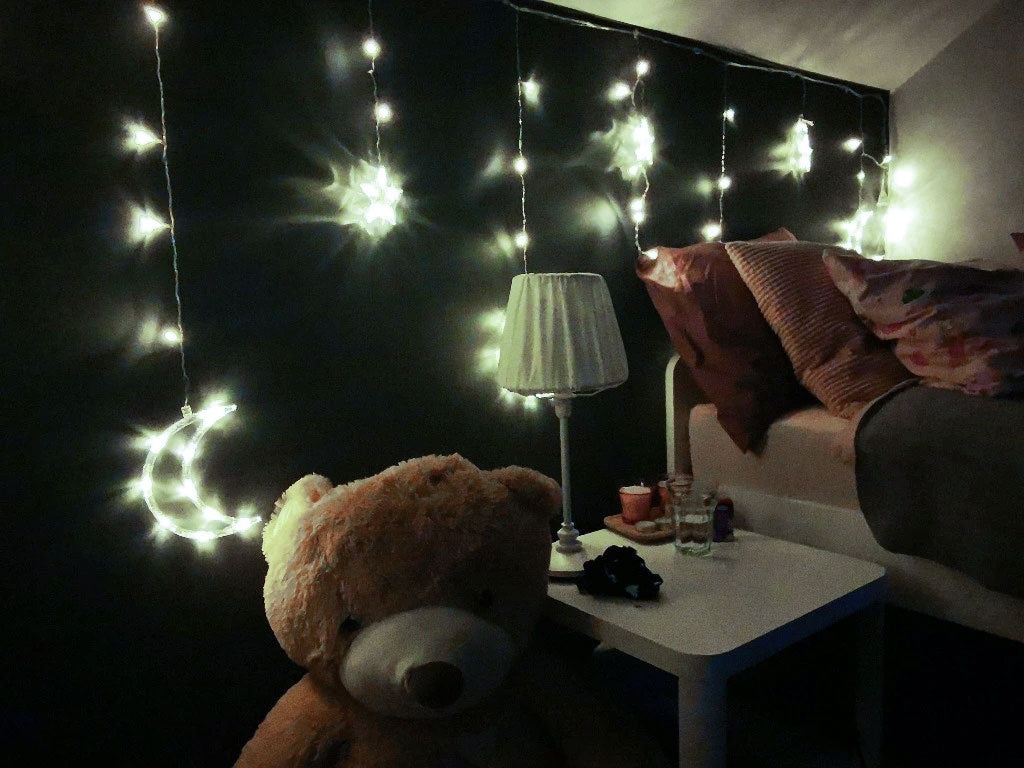 Moon lights, stars, Christmas lights, curtain, 96LED
