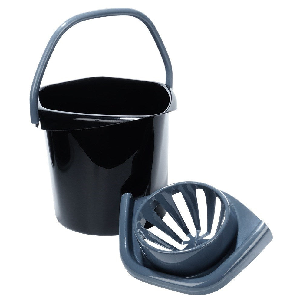Mop bucket with wringer, plastic, black, 10 l
