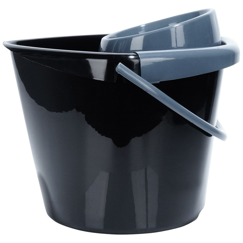 Mop bucket with wringer, plastic, black, 10 l