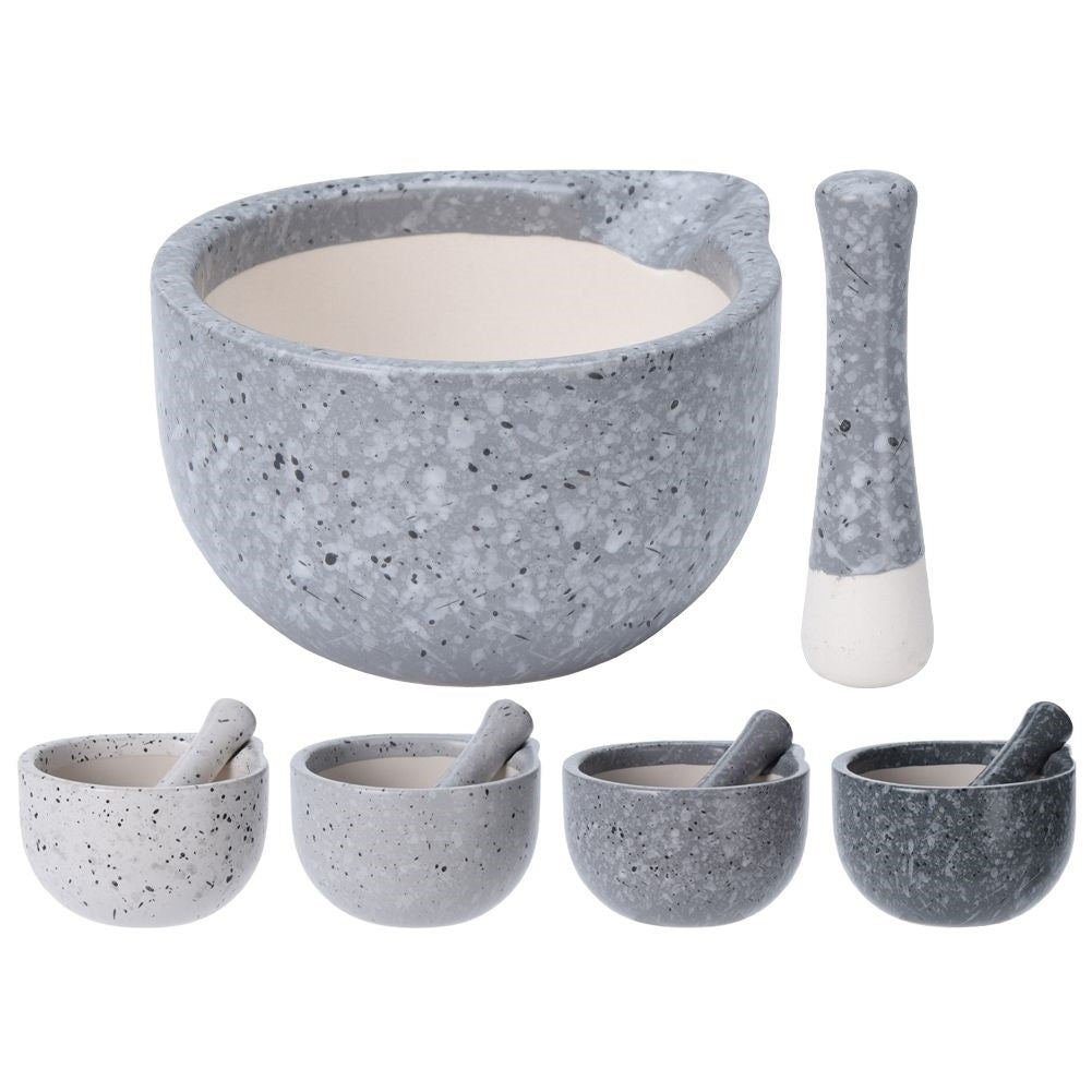 Mortar for grinding spices and pesto with an unpolished surface