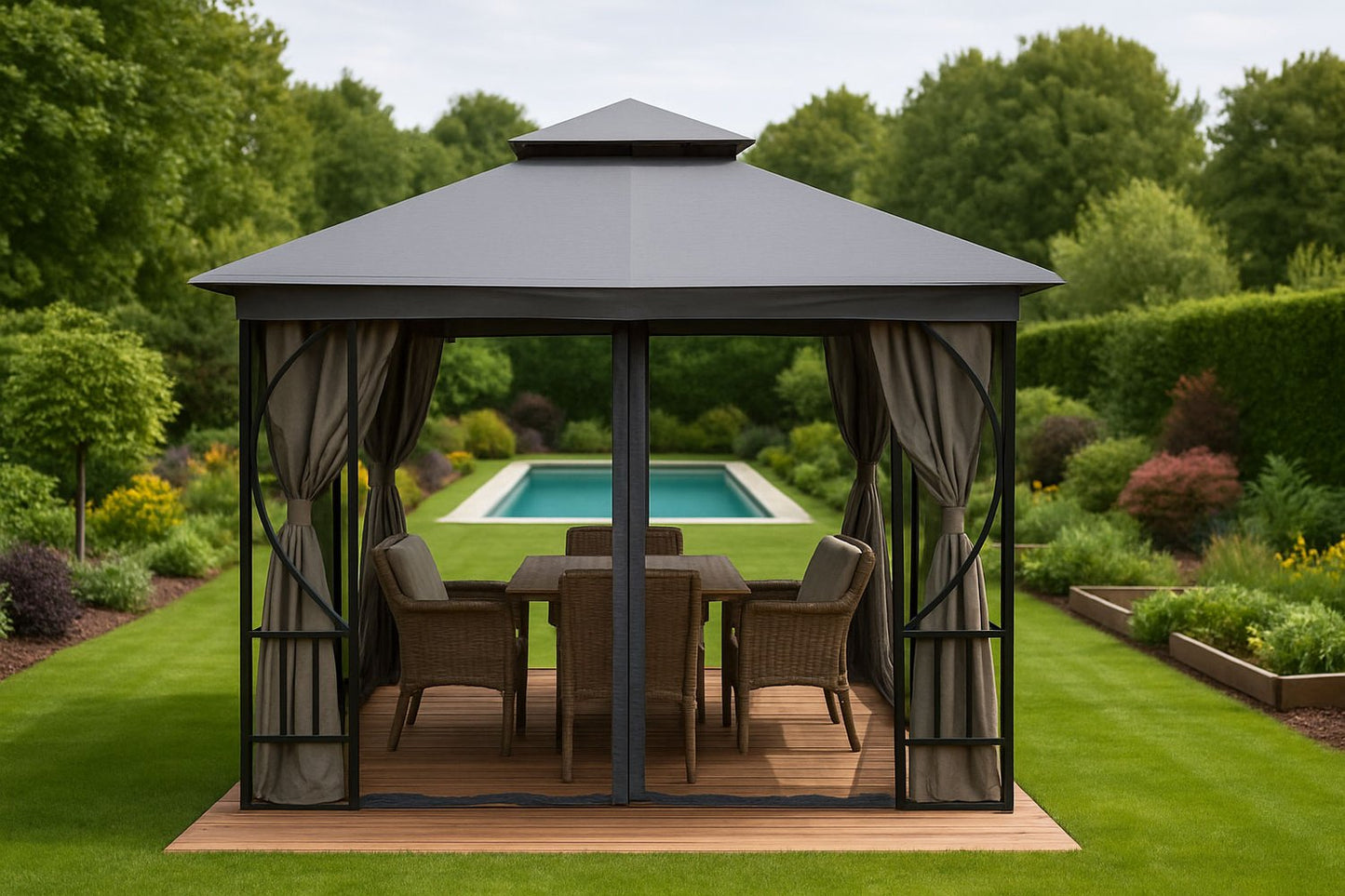 Mosquito Net for Garden Pavilion 3x3 m with Zipper Closures MultiGarden