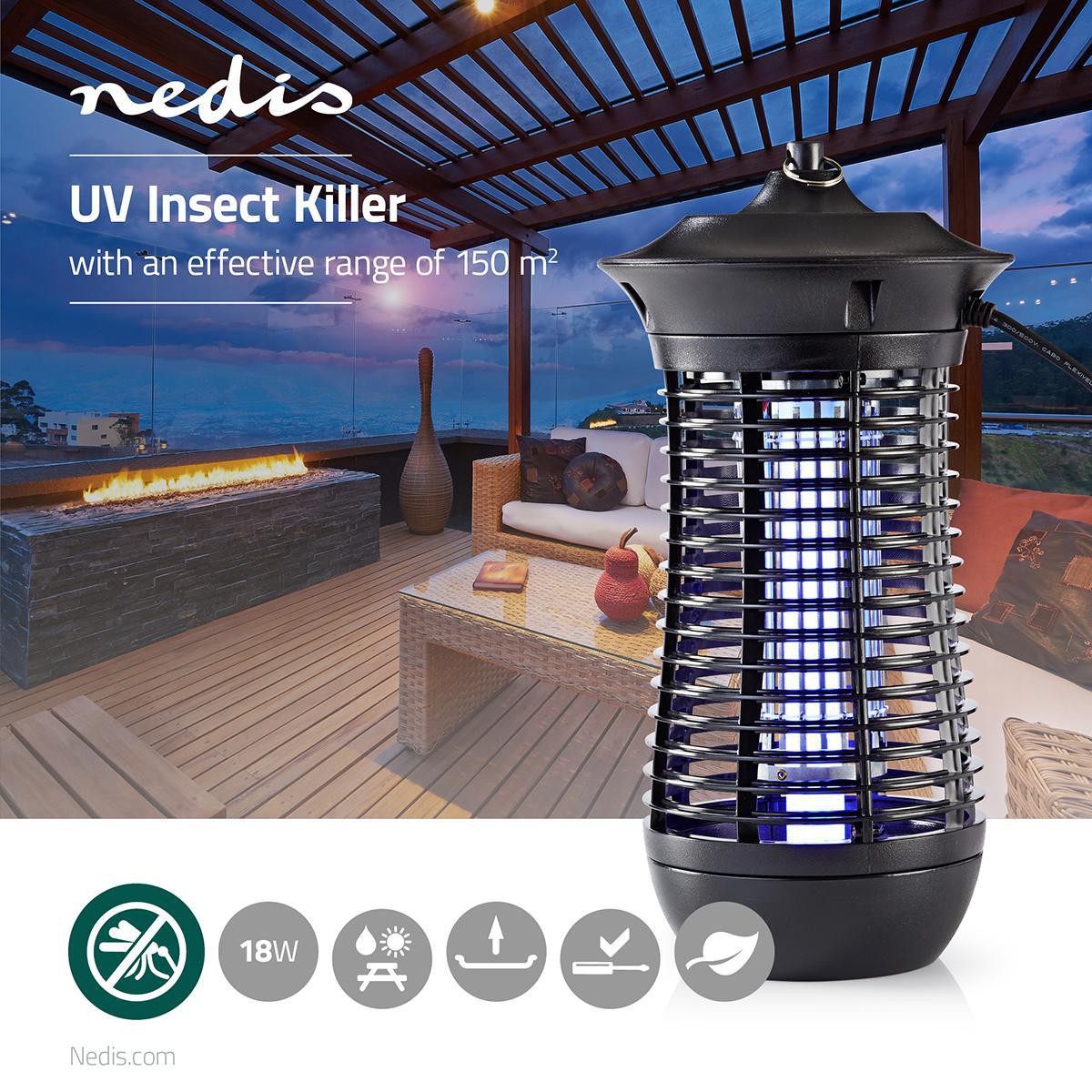 Mosquito Stop light trap | 18 W| Lamp type: 2G11 18W PL/BL | Effective range: 150 m² | Black
