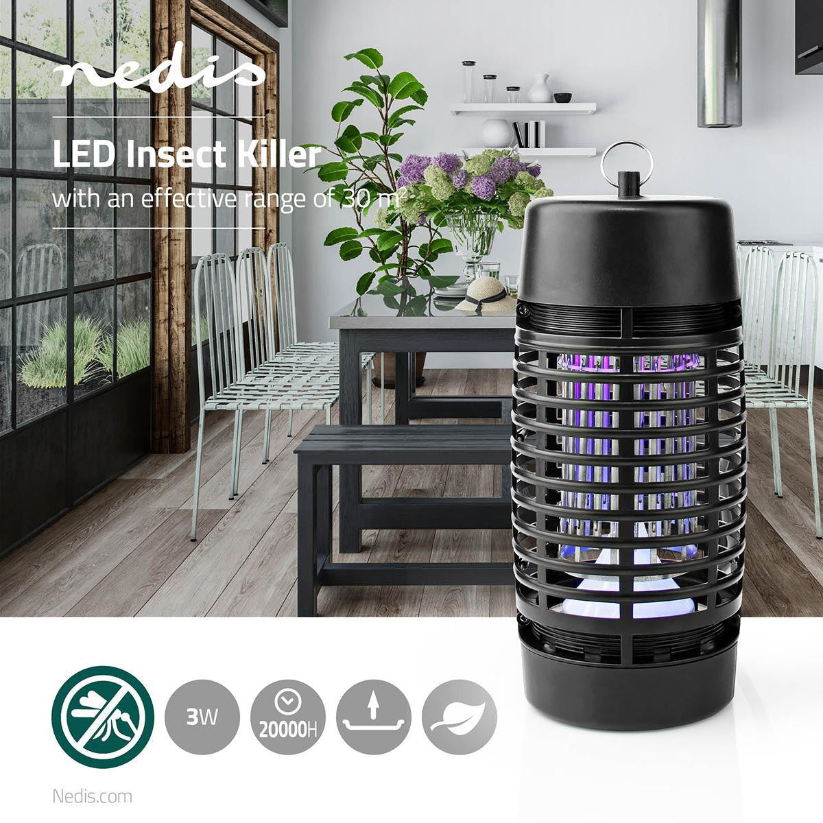 Mosquito Stop light trap | 3 W| Lamp type: LED lamp | Effective range: 30 m² | Black