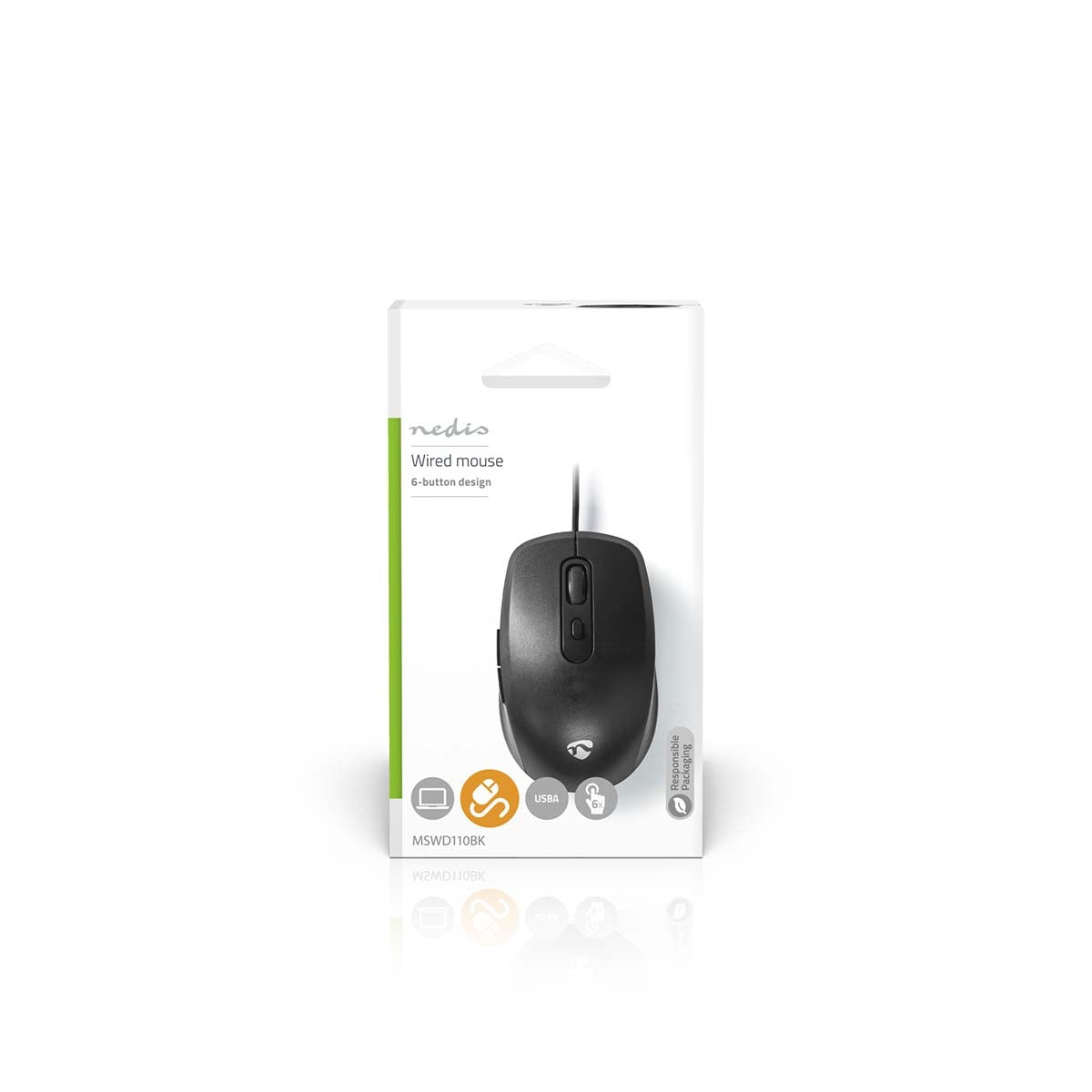 Mouse | Wire bound | 1200 / 1800 / 2400 / 3600 dpi | Adjustable DPI | Number of buttons: 6 | Right handed