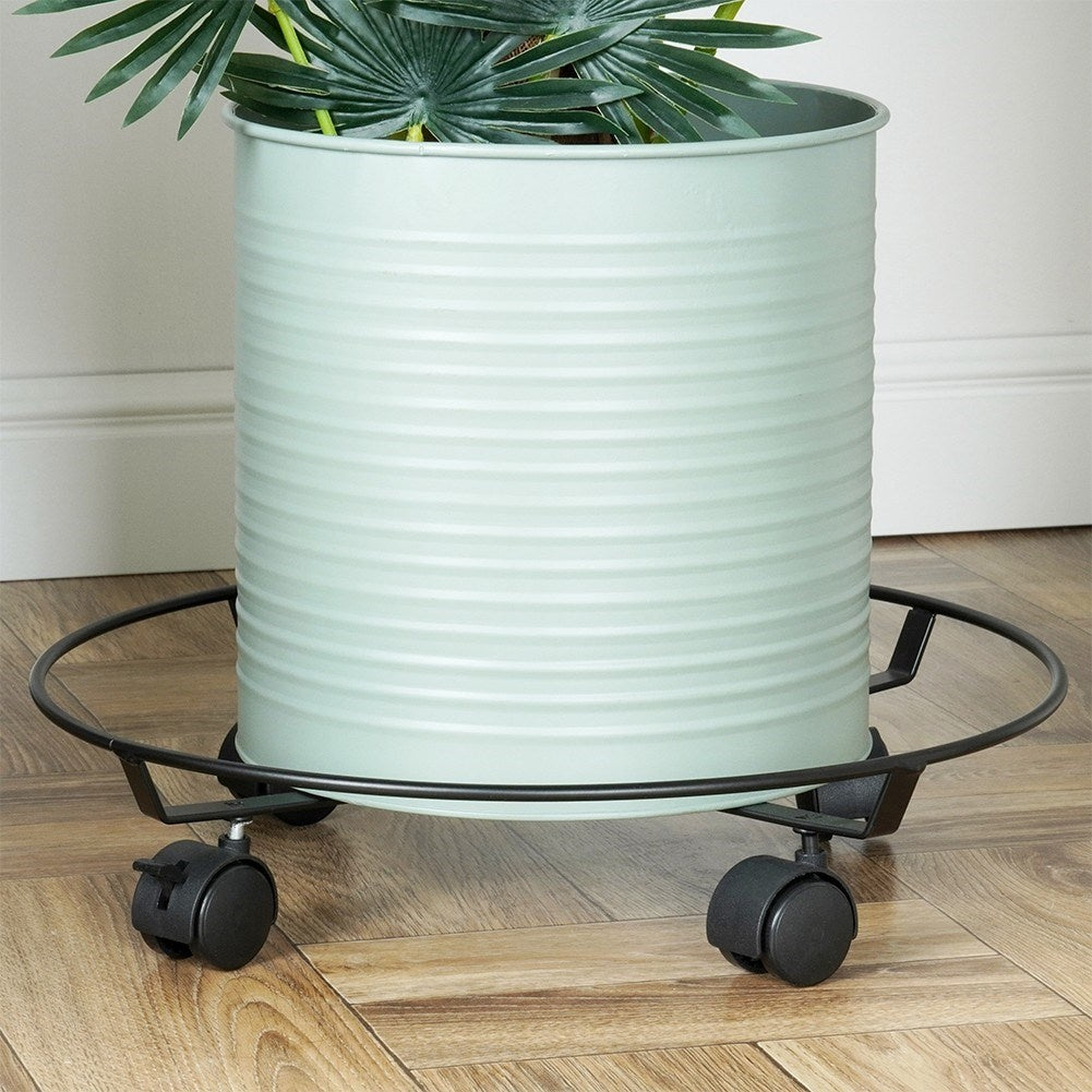 Movable metal flower pot stand with wheel lock