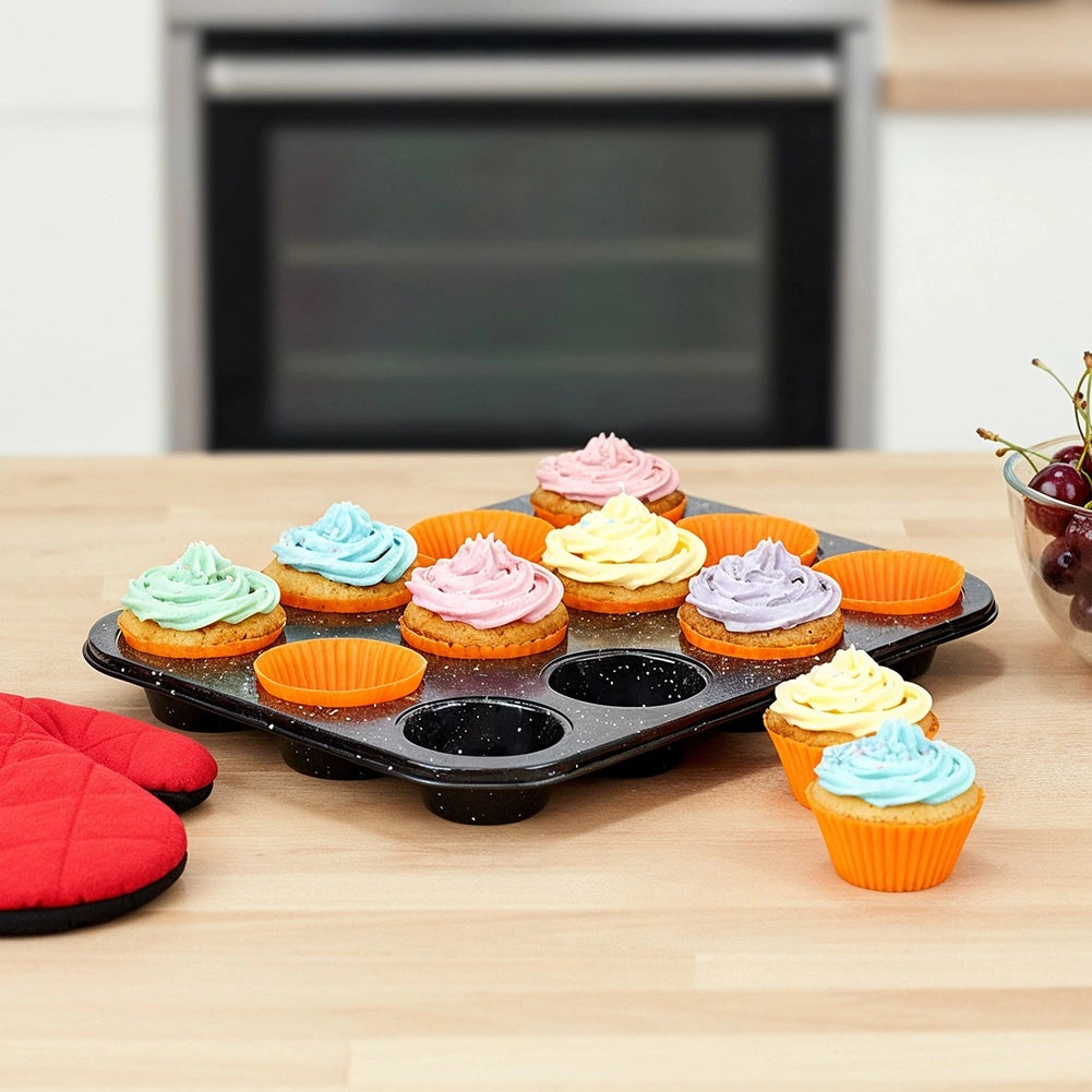 Muffin Tray Carbon Steel Non-Stick with Silicone Molds