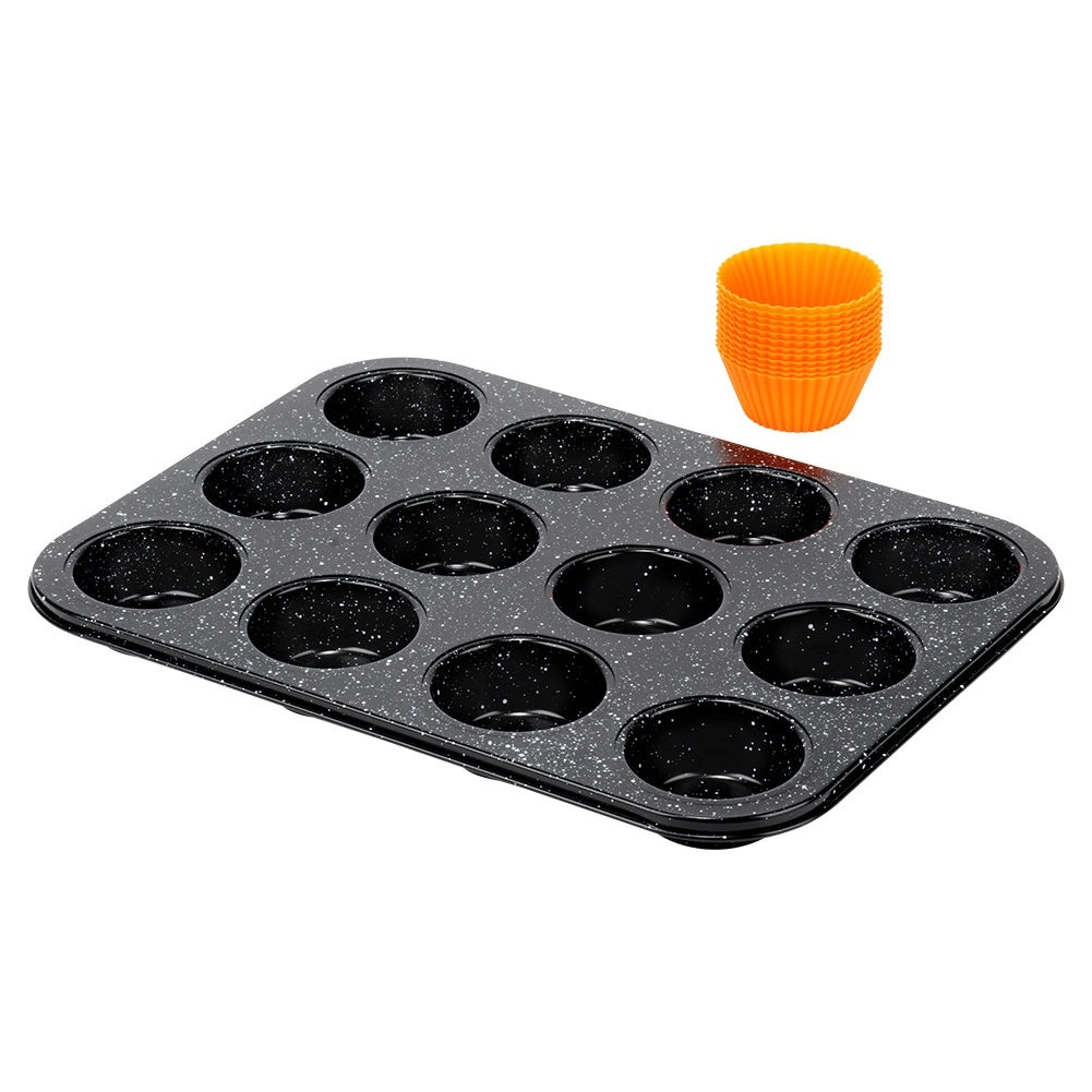 Muffin Tray Carbon Steel Non-Stick with Silicone Molds