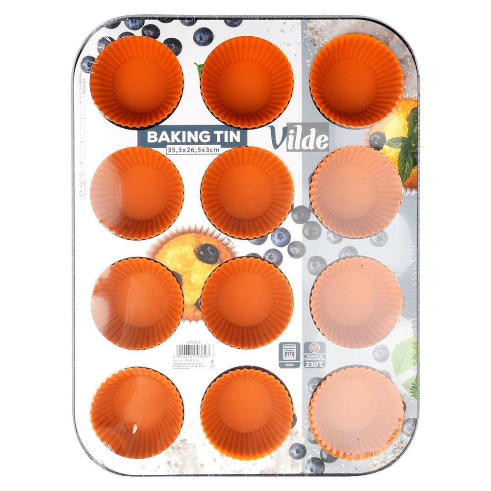 Muffin Tray Carbon Steel Non-Stick with Silicone Molds