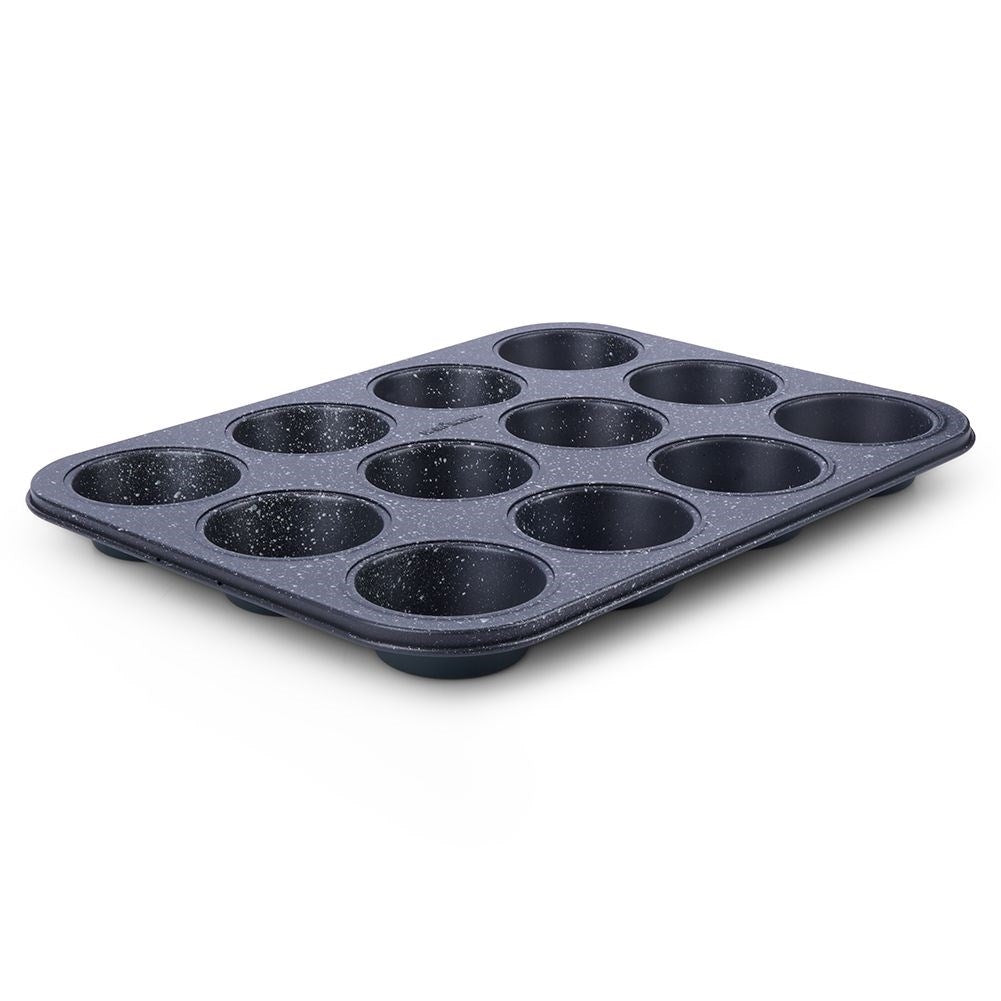 Muffin tin, 35 cm, metal with granite coating, 12 muffins