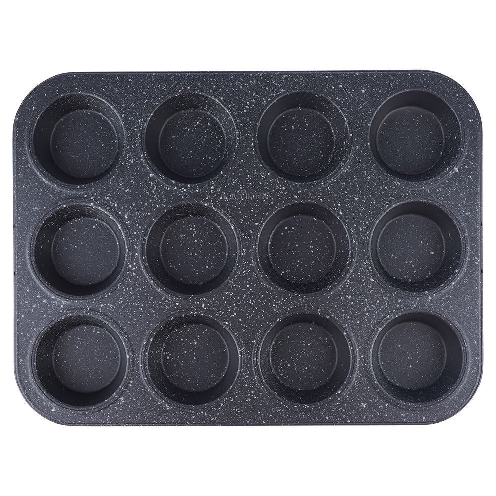 Muffin tin, 35 cm, metal with granite coating, 12 muffins