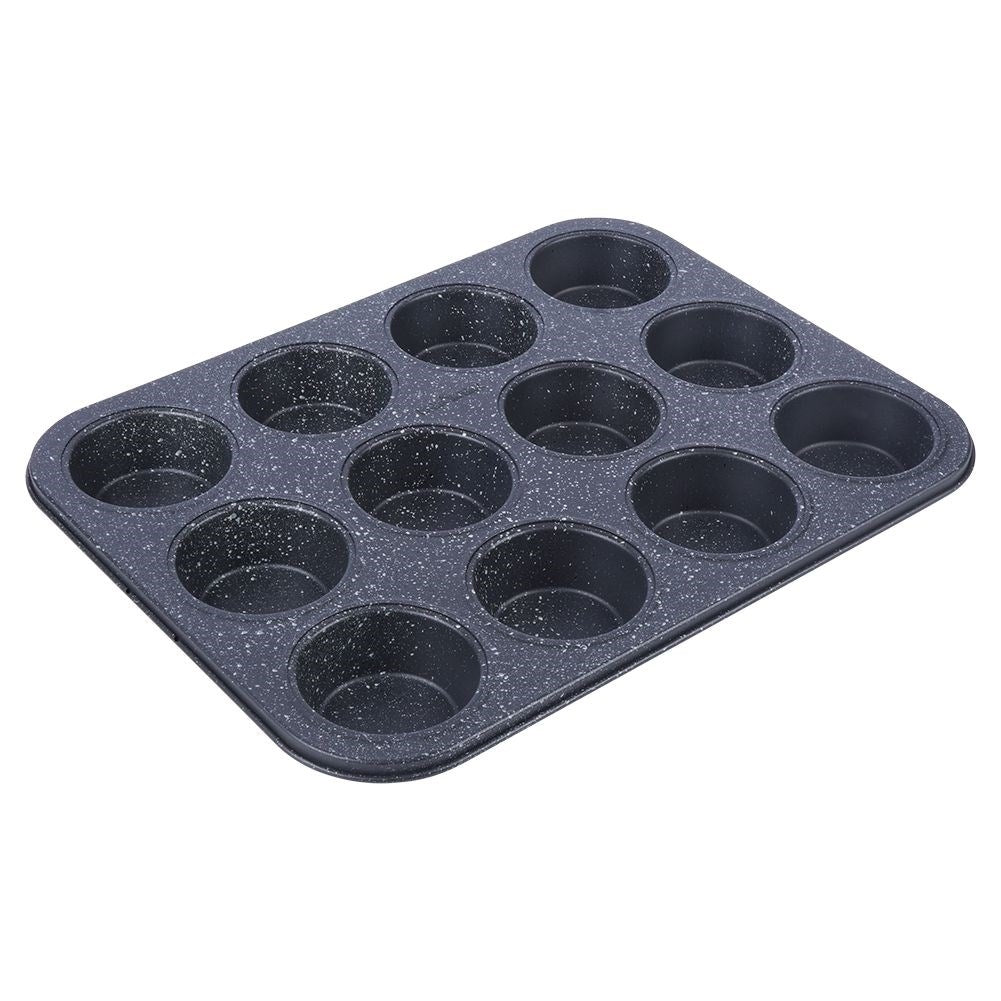 Muffin tin, 35 cm, metal with granite coating, 12 muffins
